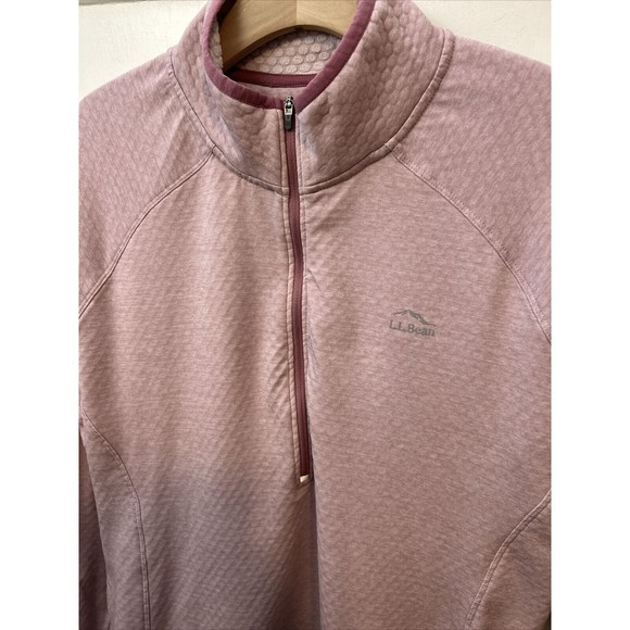 LL Bean Women's Quilted Half Zip Long Sleeve Pullover Thumb Holes Pink Medium - Picture 3 of 8